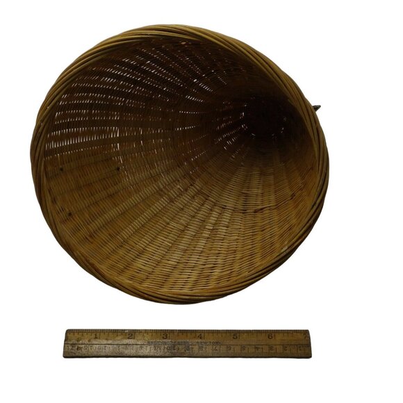 Vintage Rooster Chicken Woven Wicker Basket Lid - Picture 8 of 9